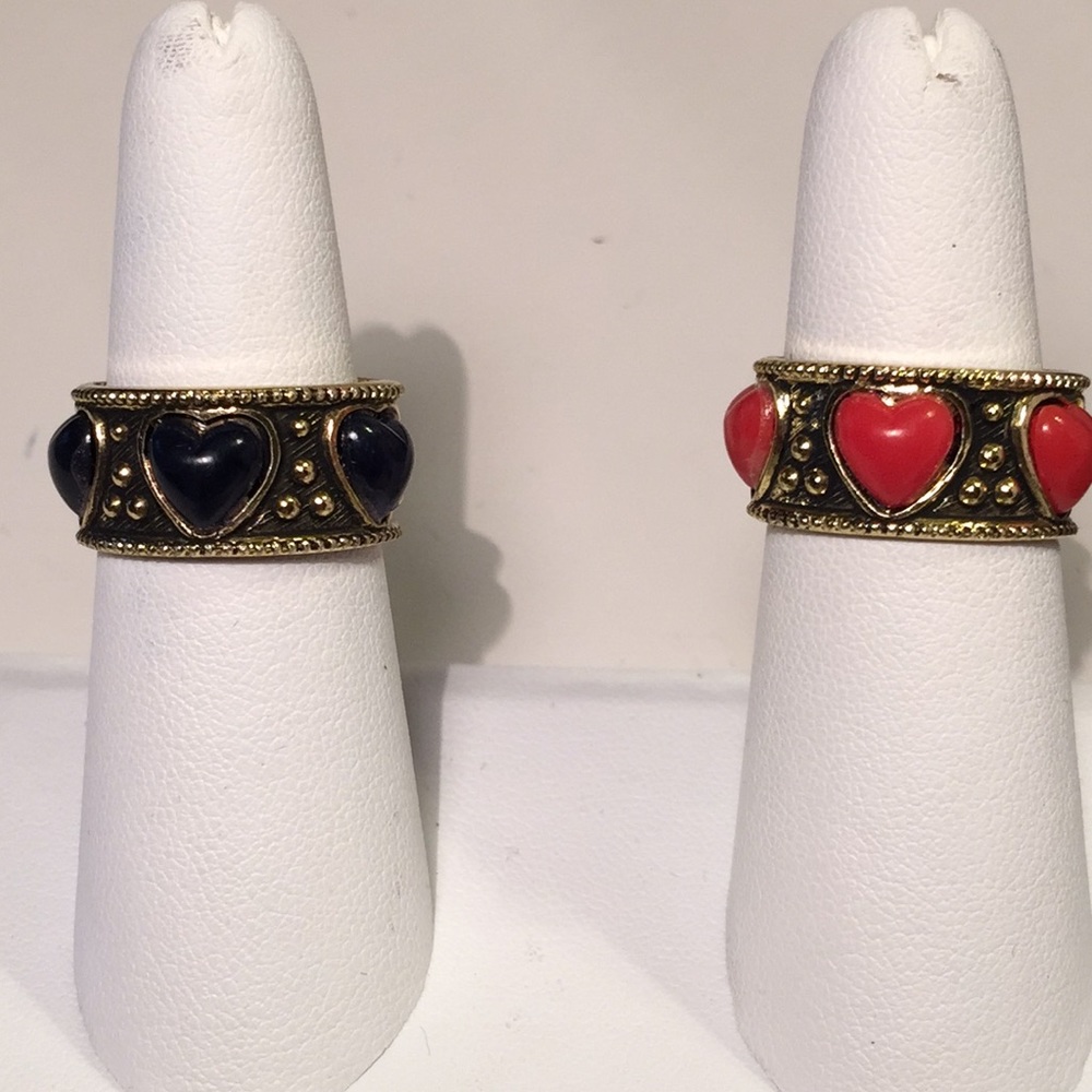Vintage Germany heart rings Red or Blue
